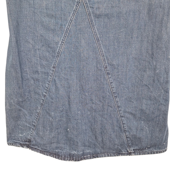 Vintage Orange Label Levis Medium Blue Wash Distressed Denim Maxi Skirt 7 - Picture 10 of 11